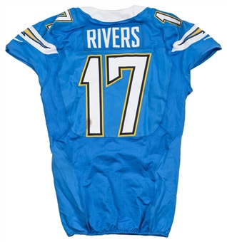 2012 Philip Rivers Game Used Throwback Chargers Home Jersey Photo Matched 11/25/12 (Meigray)